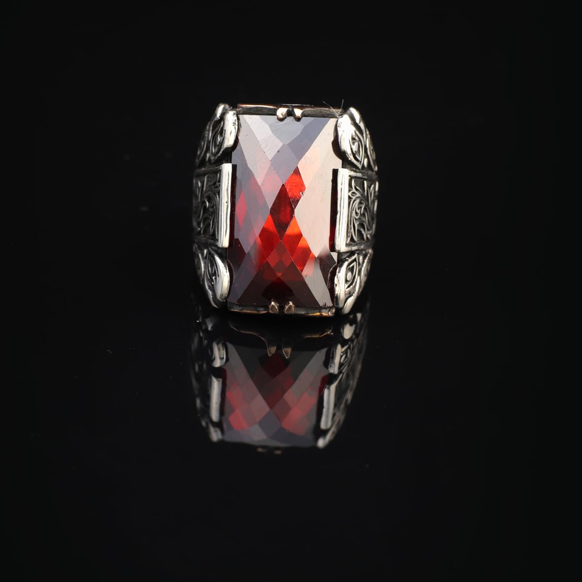 Handmade Garnet Ring for Men