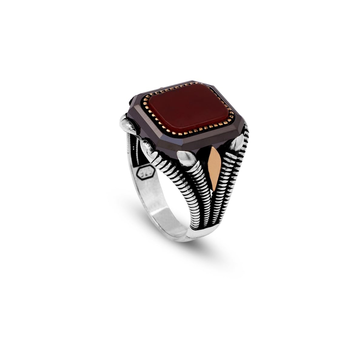 Handmade Vintage Men's Carnelian Ring - Polished 925 Sterling Silver Turkish Gemstone Engagement Ring with Silver Polishing Cloth Gift