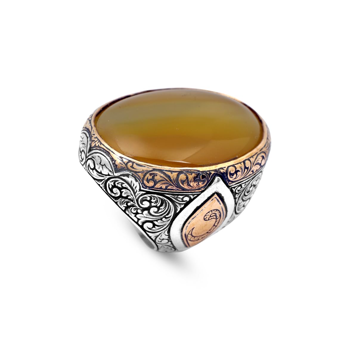 Handmade Ottoman Agate Ring: Vintage Sterling Silver Statement Ring