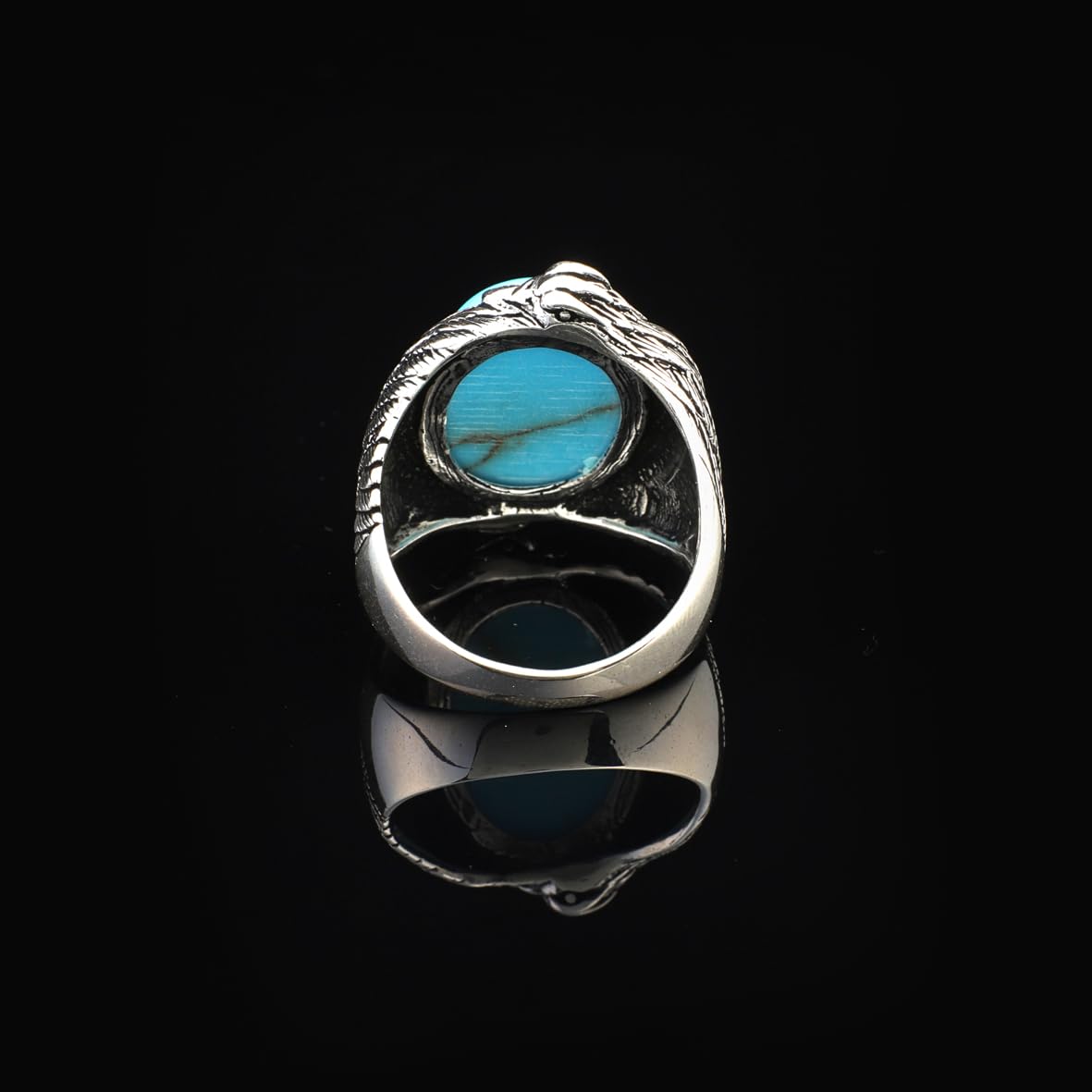 Men's Turquoise Ring in Sterling Silver with Eagle Design