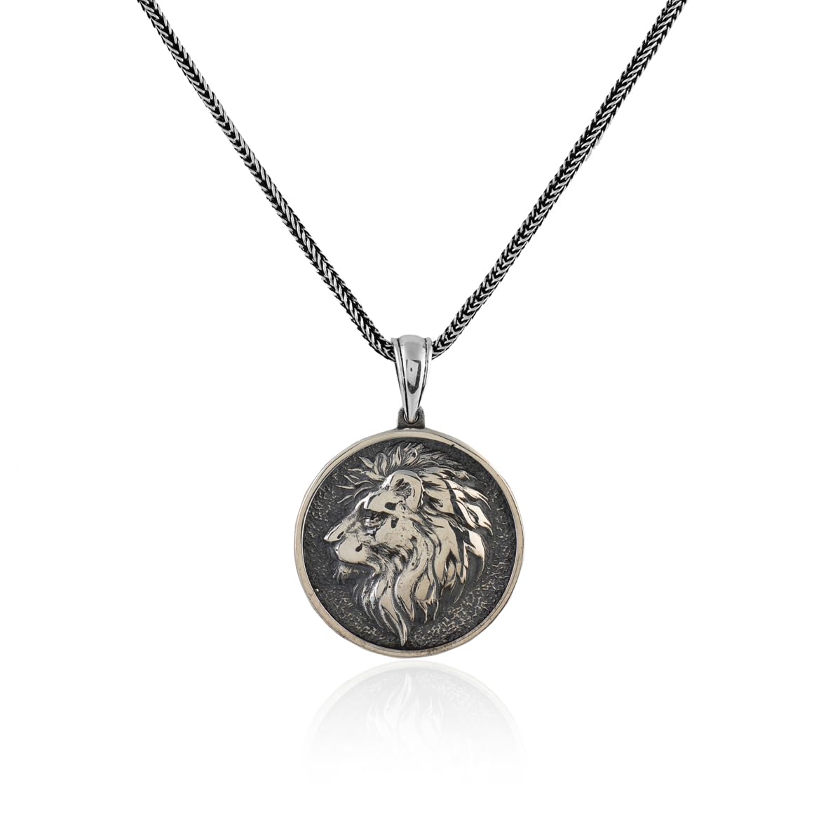 Sterling Silver Lion Necklace for Men - Gothic Biker Pendant with Silver Chain - Men's Pendant Necklace + Silver Cleaning Cloth Gift