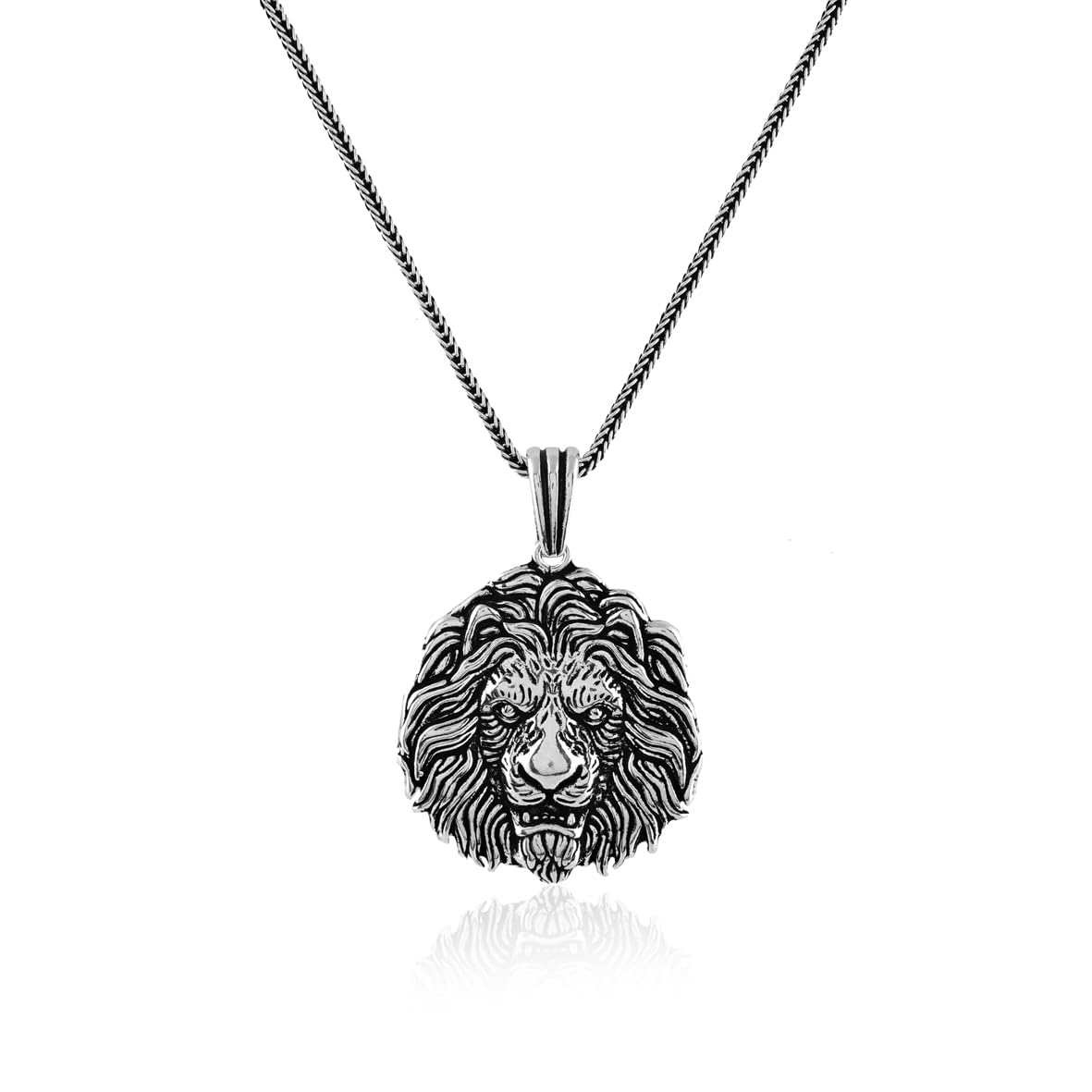 Sterling Silver Lion Necklace – Gothic Biker Pendant