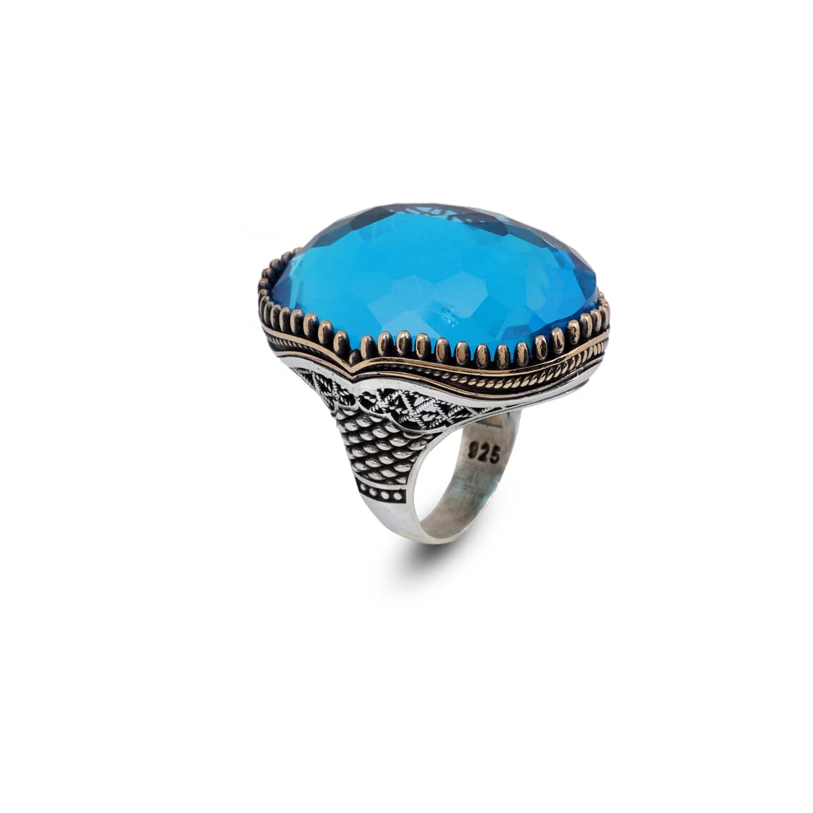 Handmade Vintage Aquamarine Ring for Men