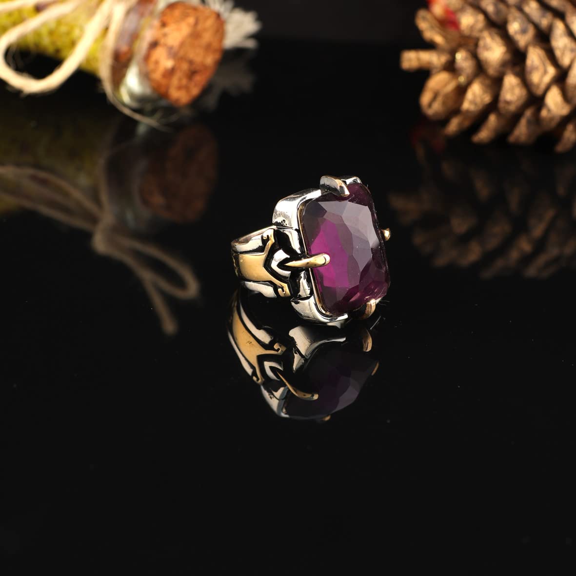 925K Sterling Silver Purple Sapphire Ring