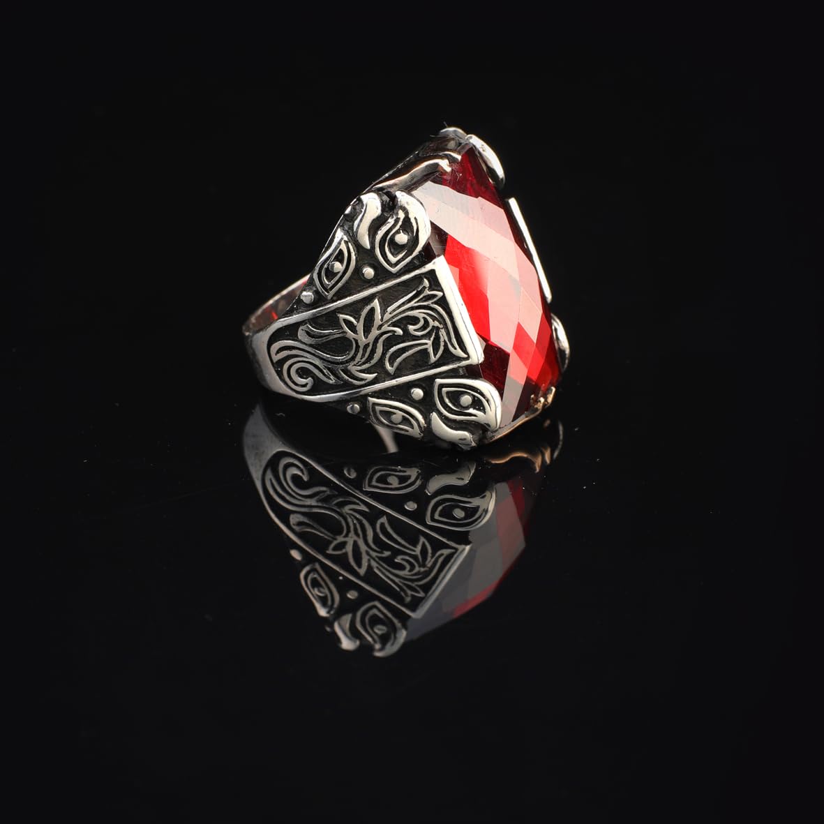 Handmade Garnet Ring for Men