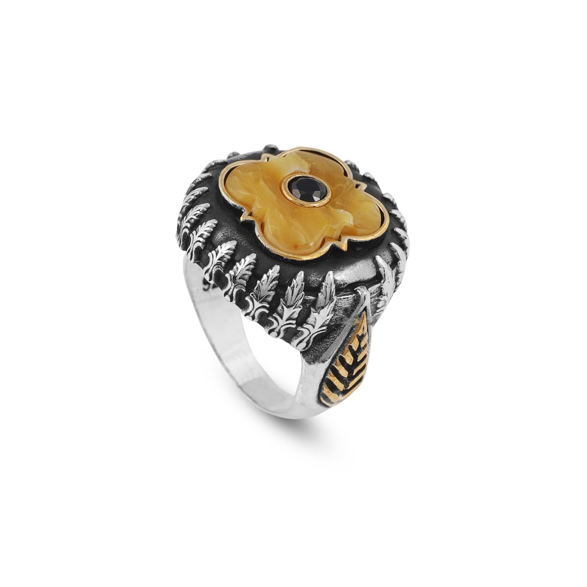 Vintage Tiger Eye and Black Onyx Knife Ring - Handmade 925 Sterling Silver Men's Ring with Gemstone