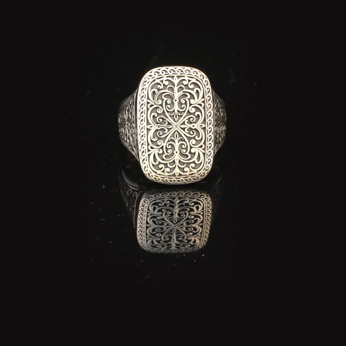 Ottoman Style Ring Statement Ring Vintage Ring Sterling Silver Ring Pinky Ring Silver Signet Ring Gift for Him Handmade