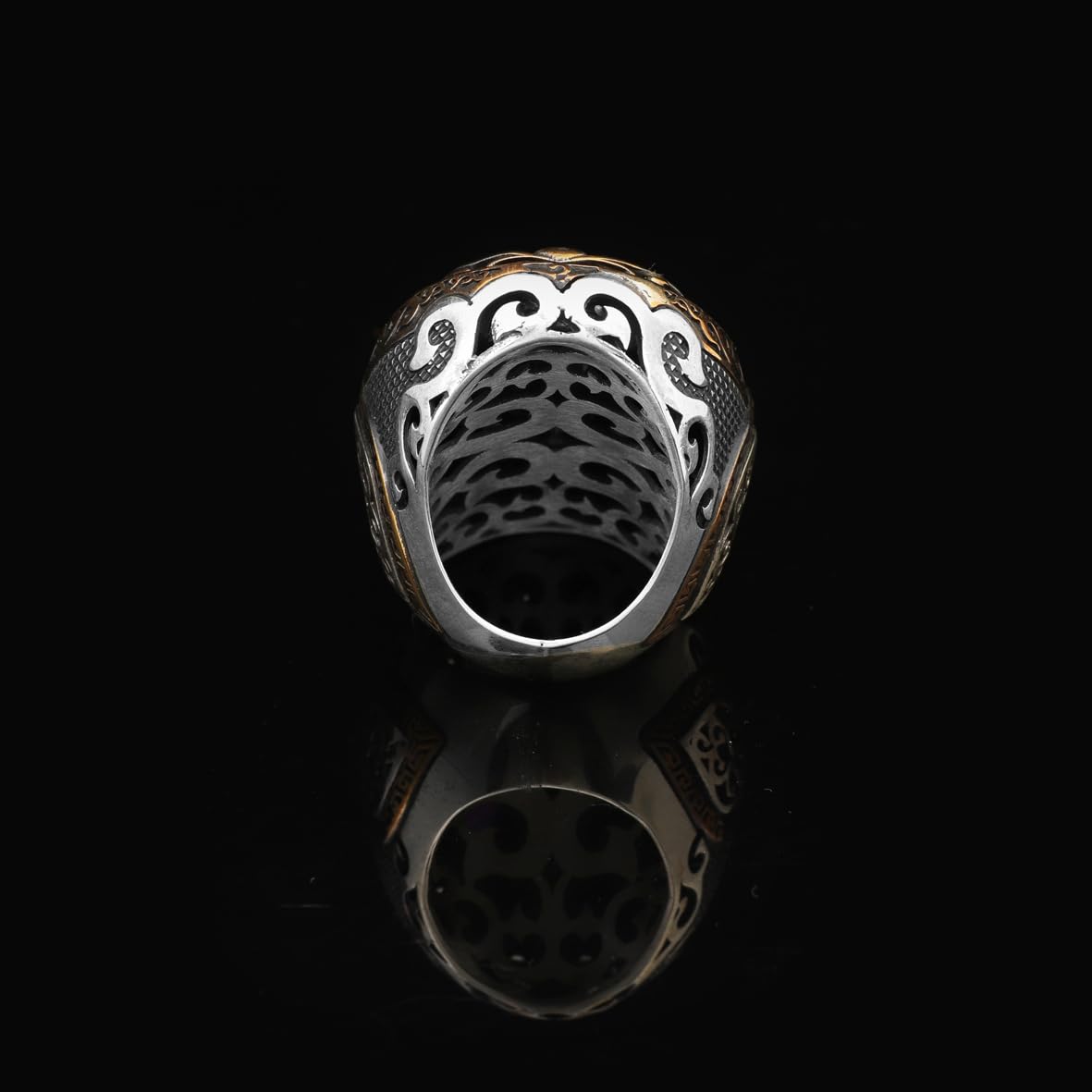 Amethyst Ring with Micro Sapphire Stone Ottoman Style Large Statement Ring Vintage Sterling Silver Chunky Silver Gemstone Ring