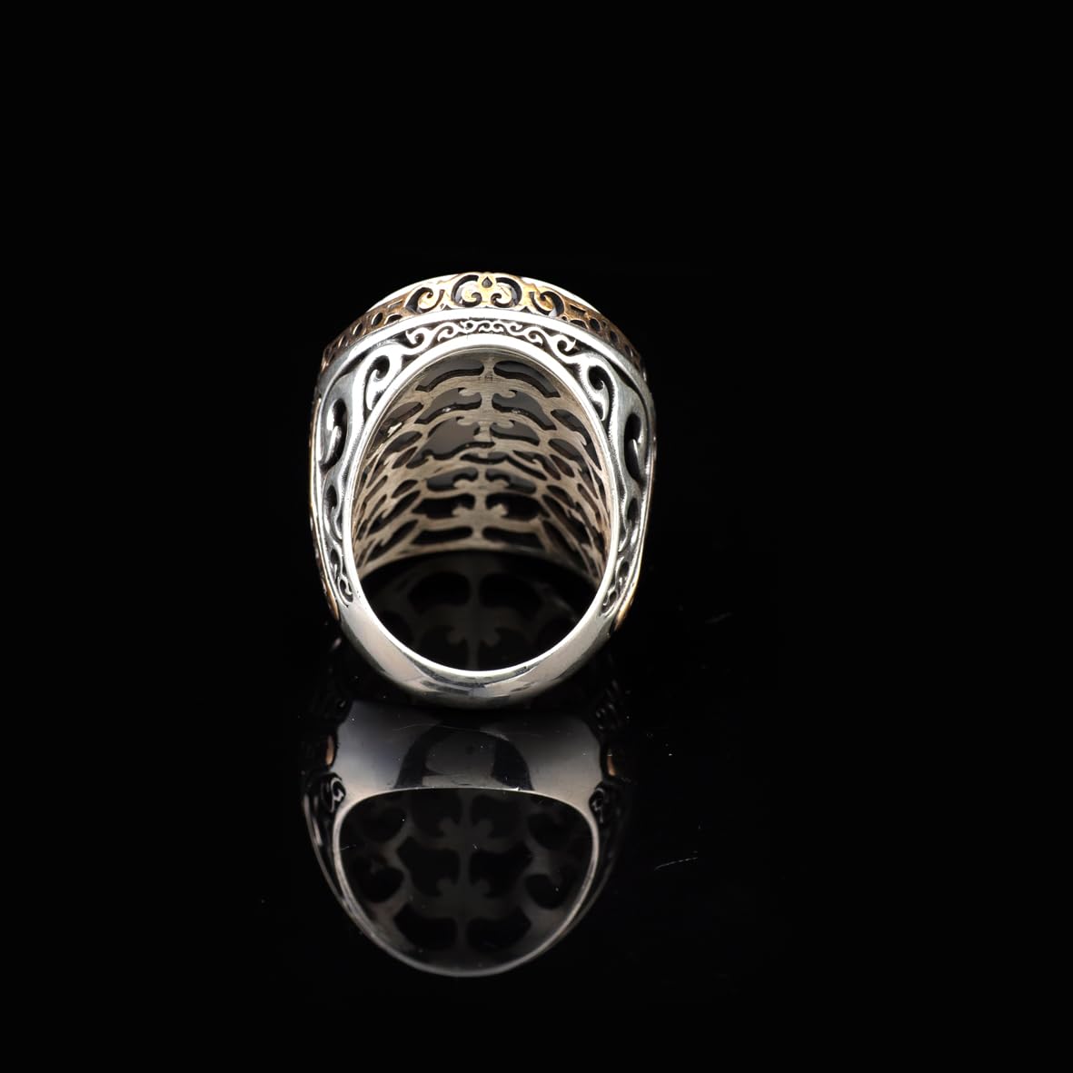 White Turquoise Oval Gemstone Ring for Men - Handmade Ottoman Style 925 Sterling Silver Large Vintage Ring with Silver Polishing Cloth Gift
