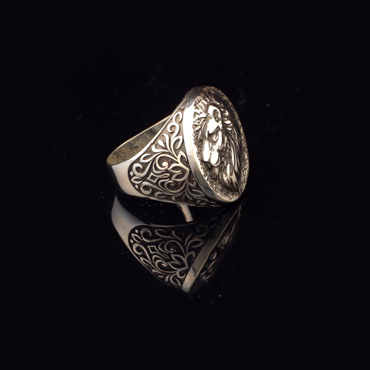 Lion Ring Animal Ring Statement Ring Vintage Ring Sterling Silver Ring Pinky Ring Silver Signet Ring Gift for Him Handmade