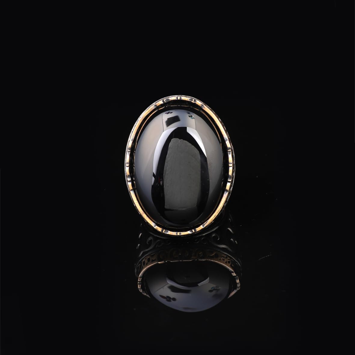 Onyx Ring, Oval Stone, Large Ring, Gemstone Ring, Ottoman, Men Vintage, Handmade, 925 Sterling Silver Rings for Men, Silver Polishing Cloth