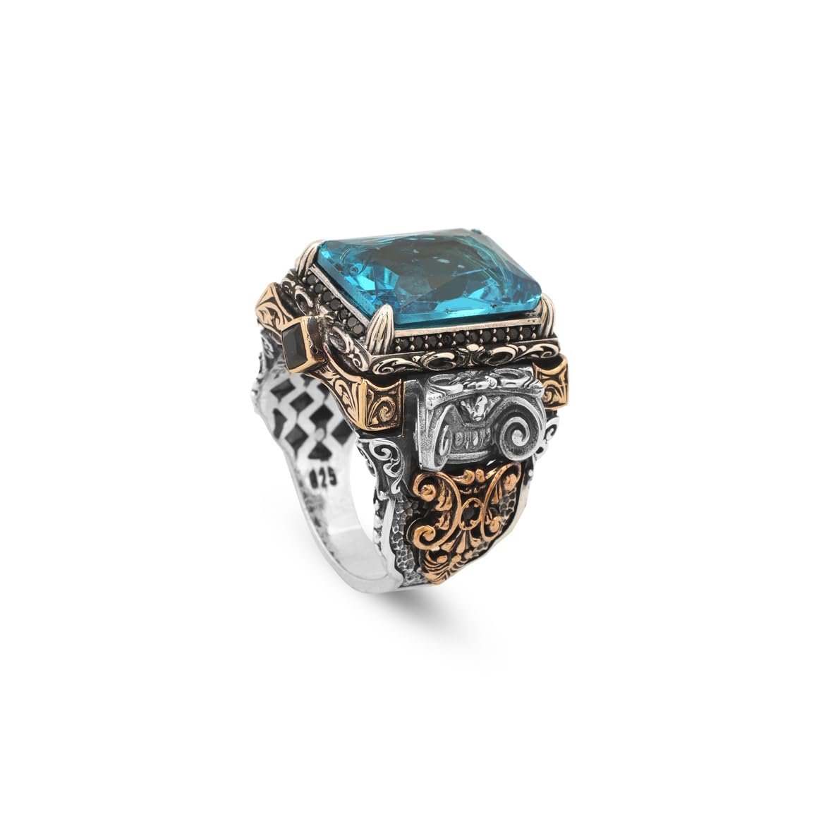 Aquamarine Ring Sterling Silver Chunky Silver Ring