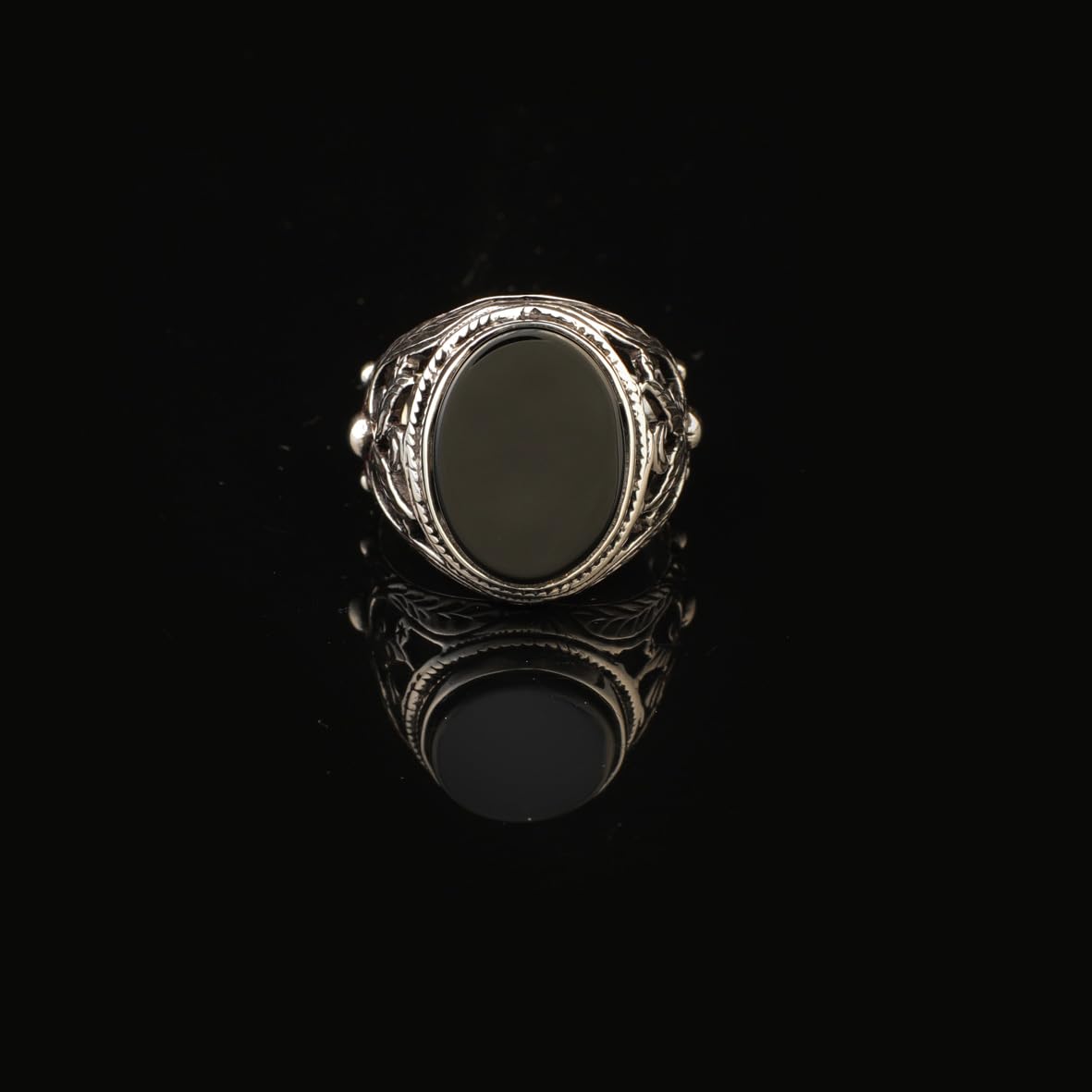 Onyx Ring Signet Ring Pinky Ring Ottoman Vintage 925 Sterling Silver Promise Engagement Gemstone Ring Gift for Husband