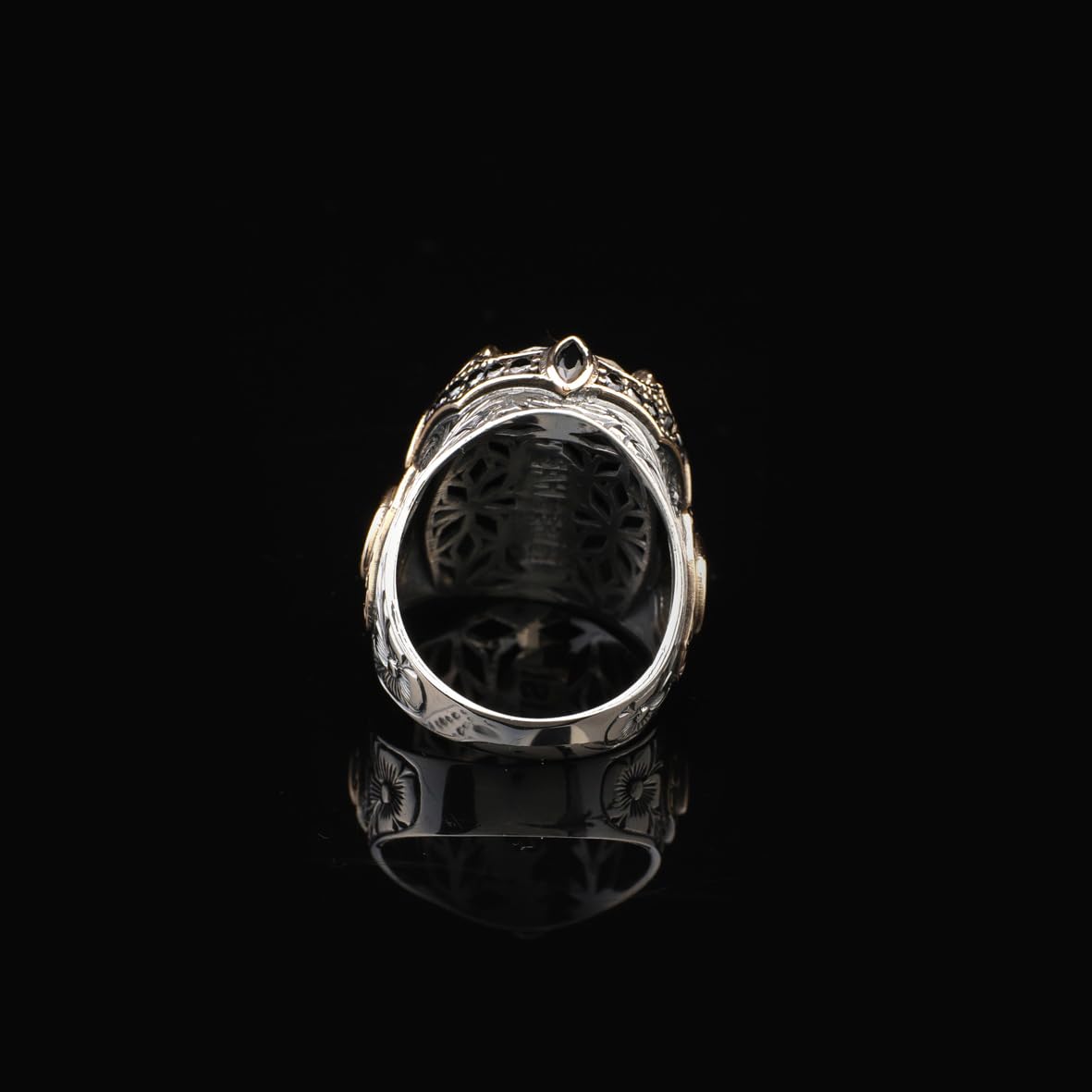 Vintage Ottoman Chunky Onyx Ring for Men – Handmade Gemstone Sterling Silver Engagement Ring with Custom Engraving + Gift Silver Polishing Cloth