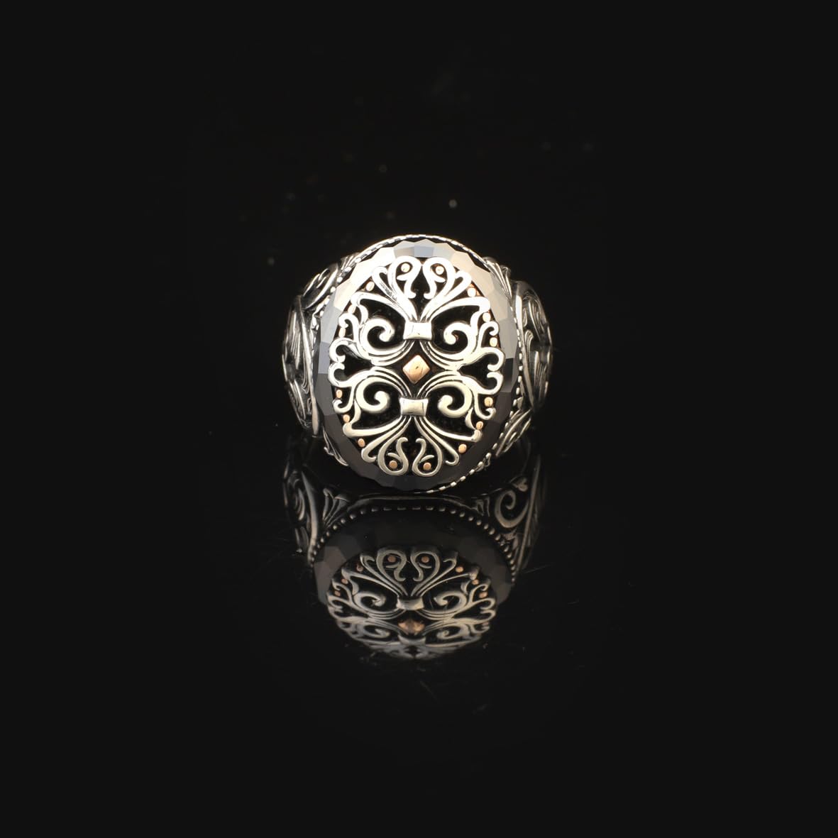Onyx Ring Signet Ring Ottoman Vintage 925 Sterling Silver Promise Engagement Gemstone Ring Gift for Husband