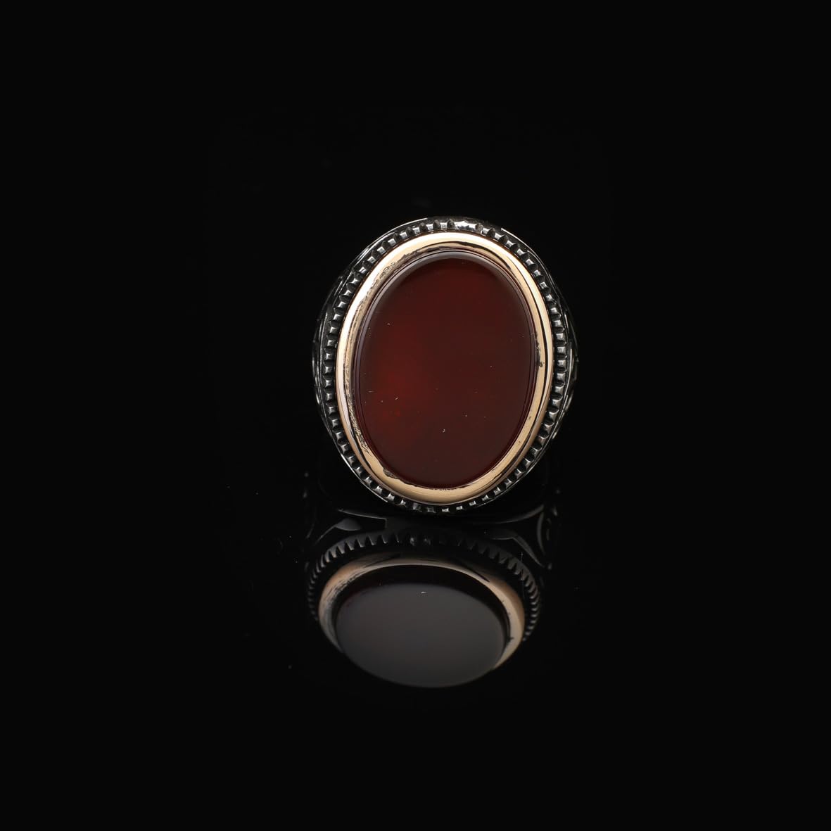 Carnelian Signet Ring for Men – Vintage Handmade Gemstone Sterling Silver Ring with Custom Engraving – Engagement Ring with Gift Silver Polishing Cloth
