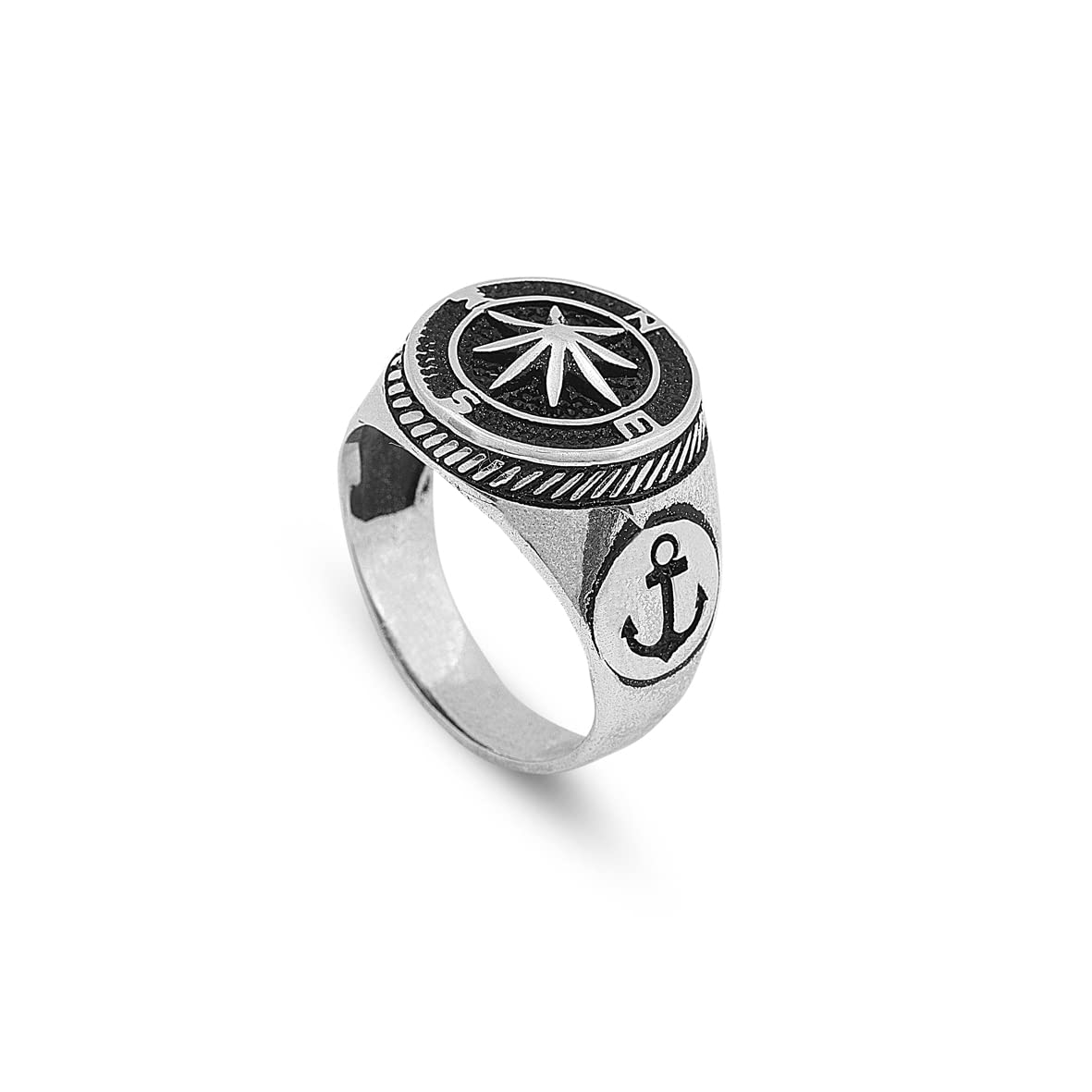 925K Sterling Silver Compass Ring
