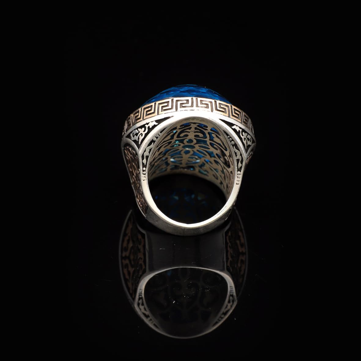 Handmade Aquamarine Ring for Men with Large Oval Stone – Vintage 925 Sterling Silver Engagement Ring