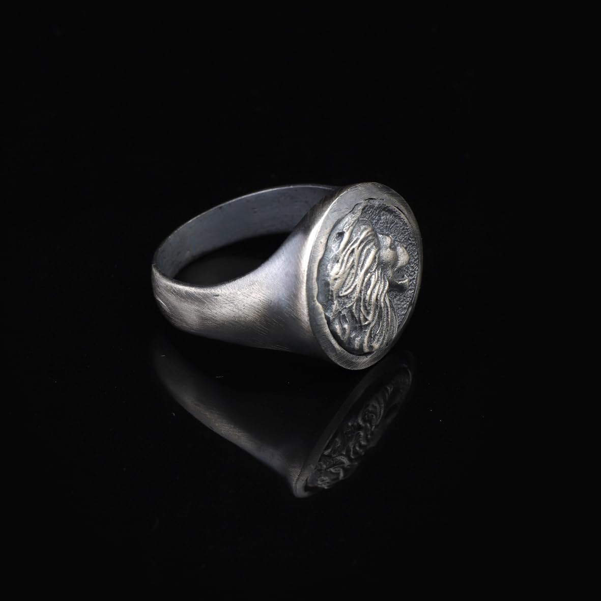 Handmade Lion Signet Ring - 925 Sterling Silver Men's Ring