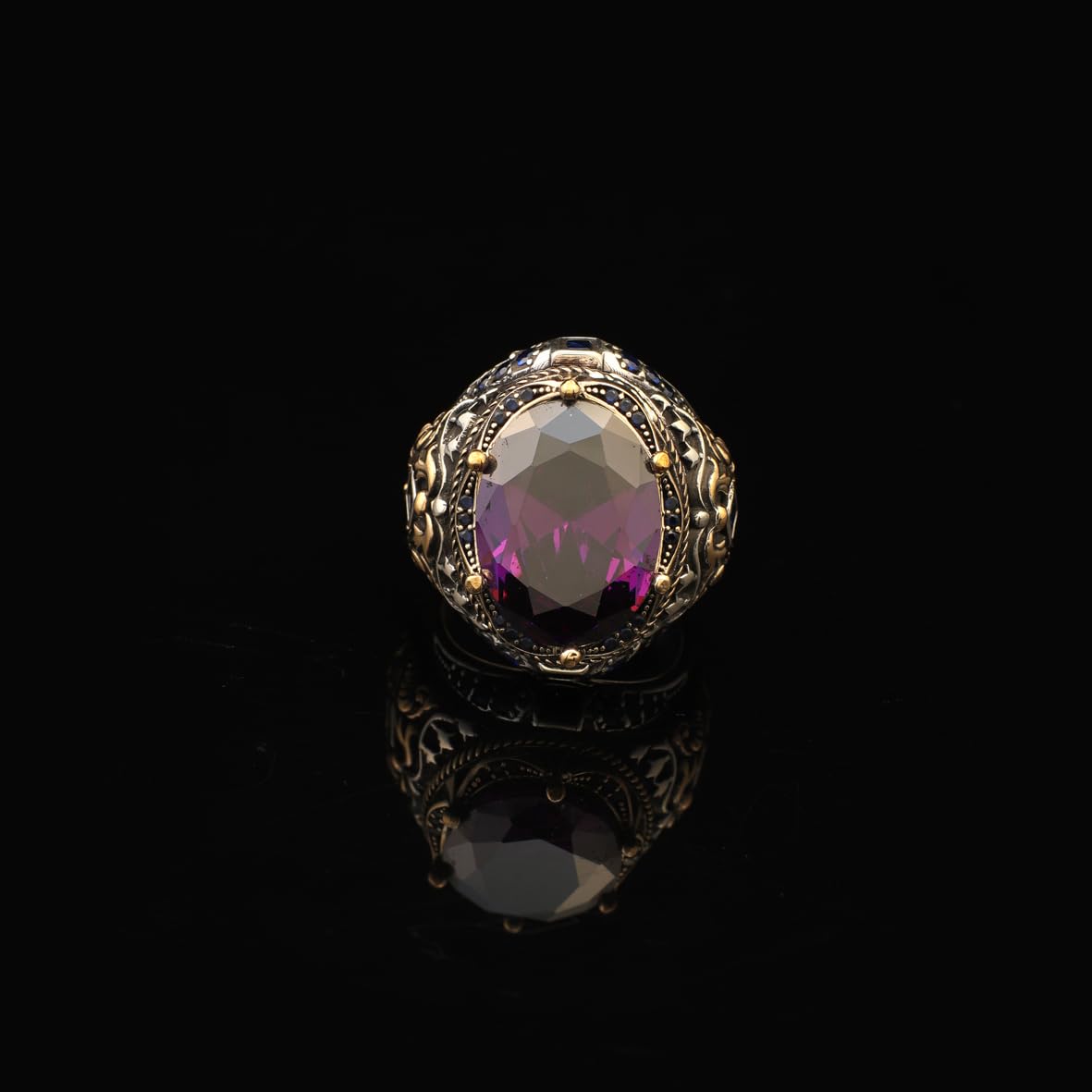 Ottoman amethyst ring vintage ring handmade chunky silver ring sterling silver ring large statement ring gemstone ring promise ring for him