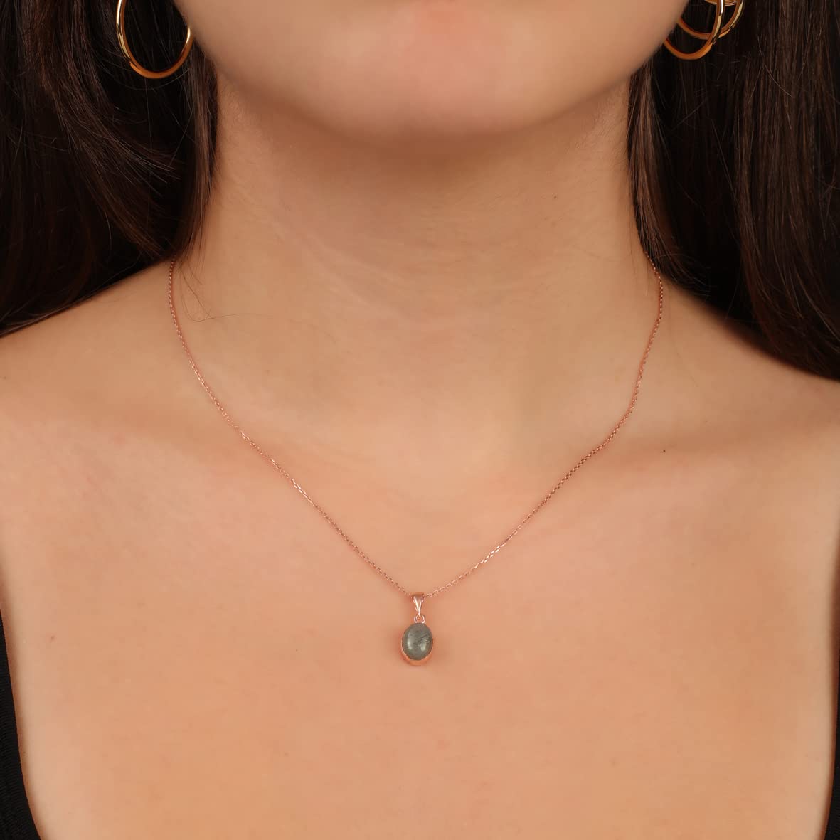 Silver Pendant Necklace with Labradorite Gemstone for Women - 925 Sterling Silver Necklace for Women - Gift for Him