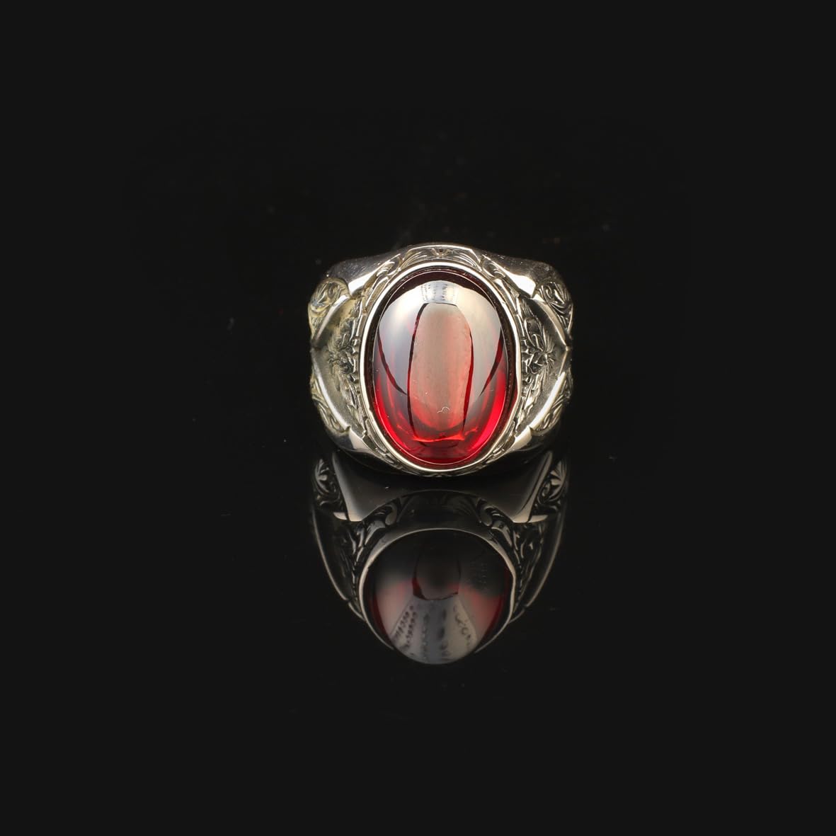 Ruby Ring Ottoman Vintage 925 Sterling Silver Ring Engagement Promise Ring for Him Gemstone Ring Gift for Husband