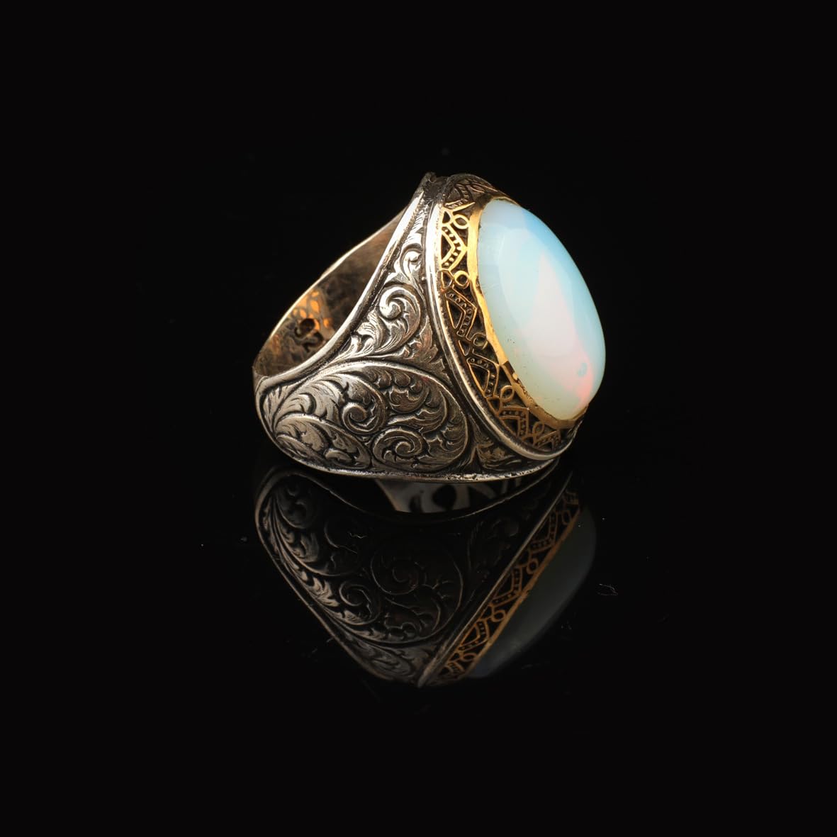 Moonstone Ring Ottoman Vintage 925 Sterling Silver Promise Engagement Ring Gemstone Ring Gift for Husband