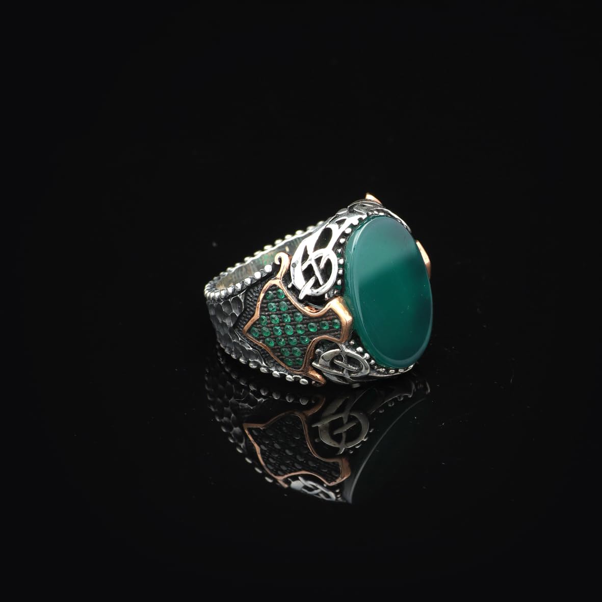Handmade Vintage Jade Oval Stone Ring – 925 Sterling Silver Signet and Pinky Ring for Men
