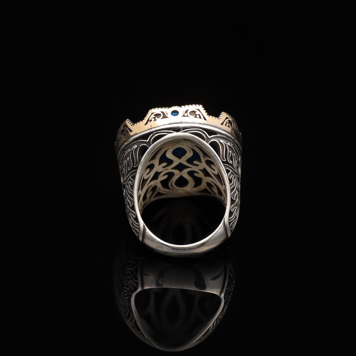 Genuine Turquoise Men’s Ring with Large Oval Stone – Vintage 925 Sterling Silver Ring for Men