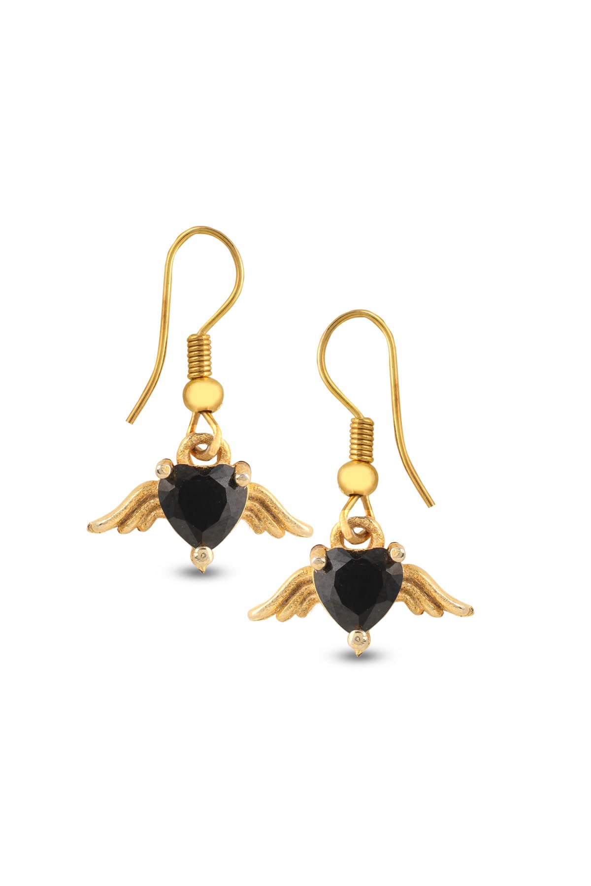 Black Natural Stone Heart Earrings