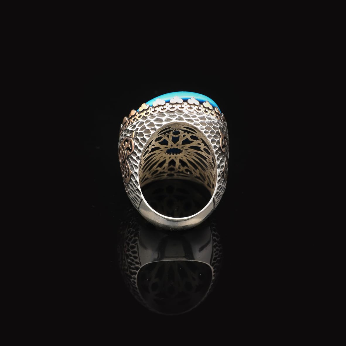 Handmade Turquoise Men’s Ring with Large Oval Stone – Vintage 925 Sterling Silver Engagement Ring