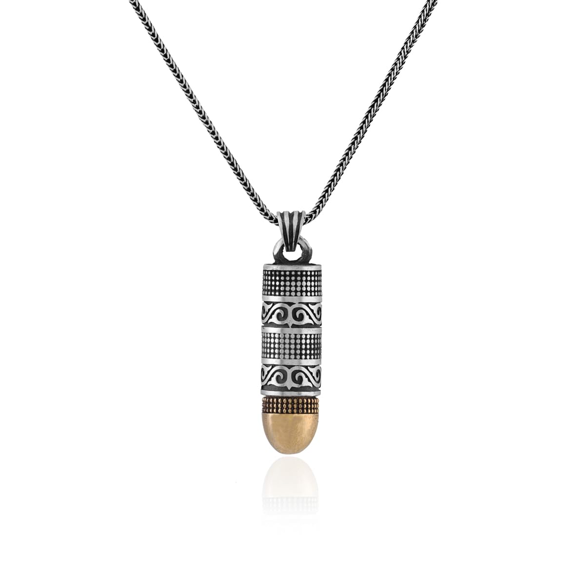 Bullet Necklace & Prayer Box Necklace in Sterling Silver with Silver Chain