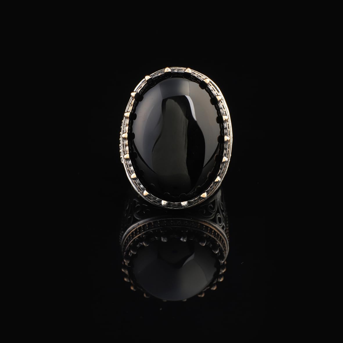 Black Onyx Ring with Micro Sapphire