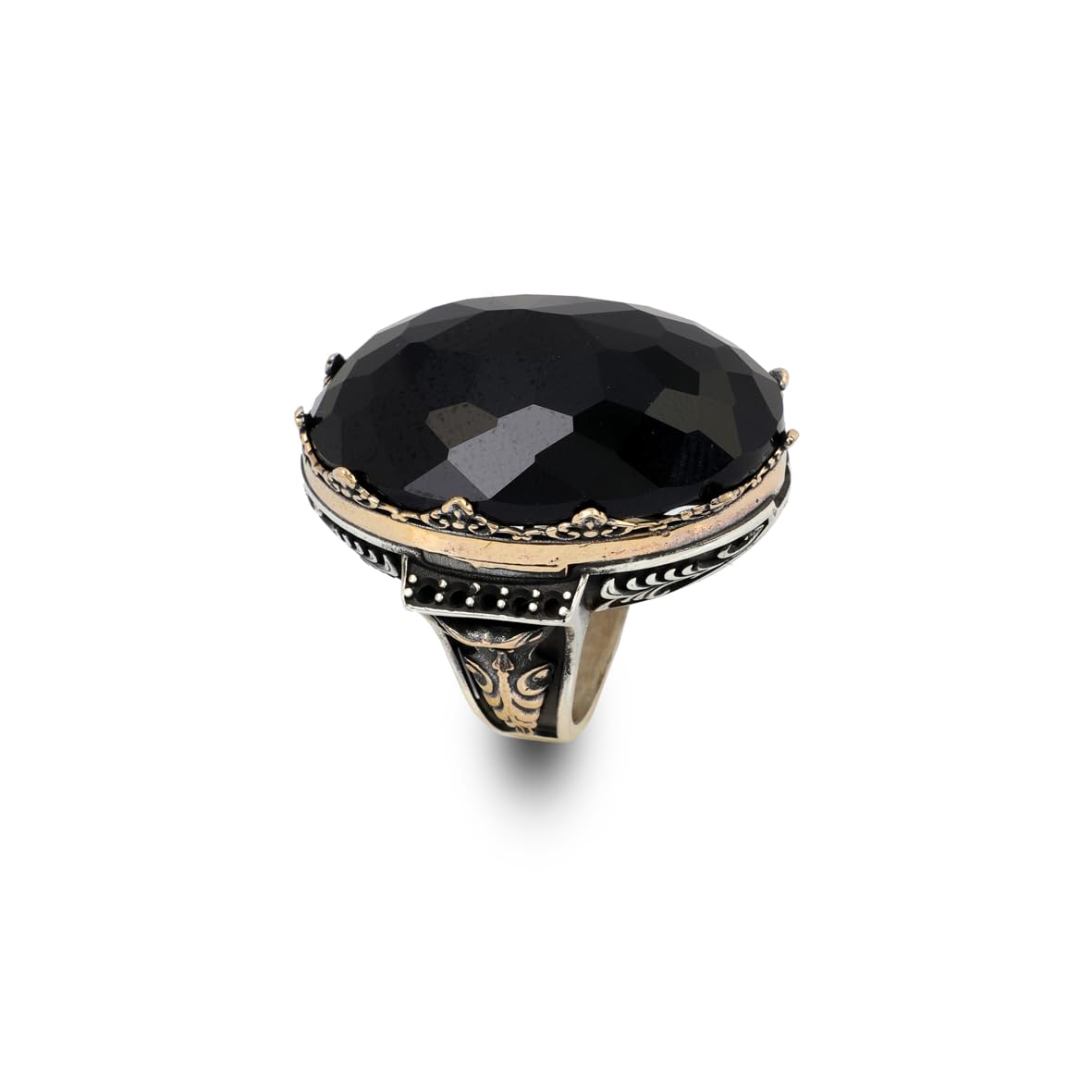 Vintage Black Onyx Ring with Large Oval Stone