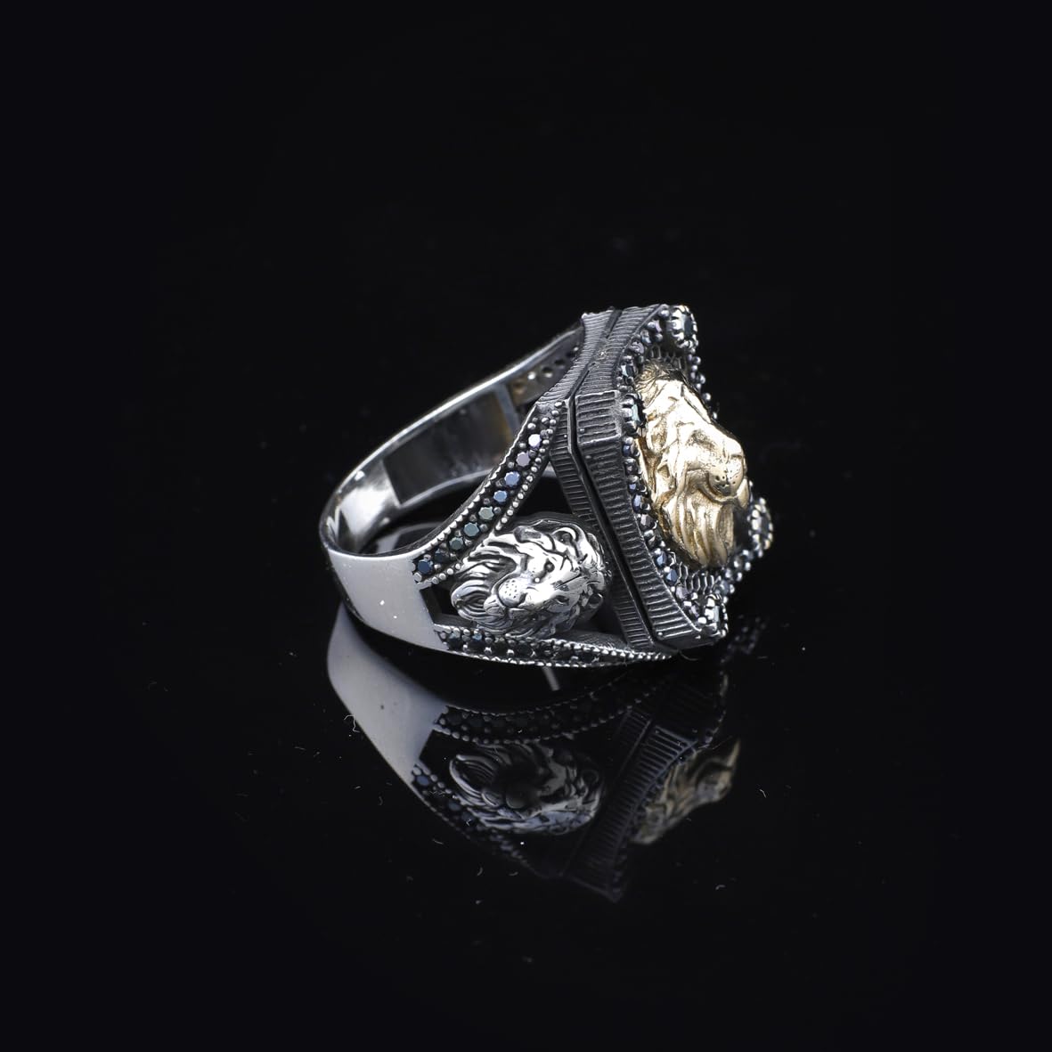 925 Sterling Silver Men's Ring - Handmade Lion Design