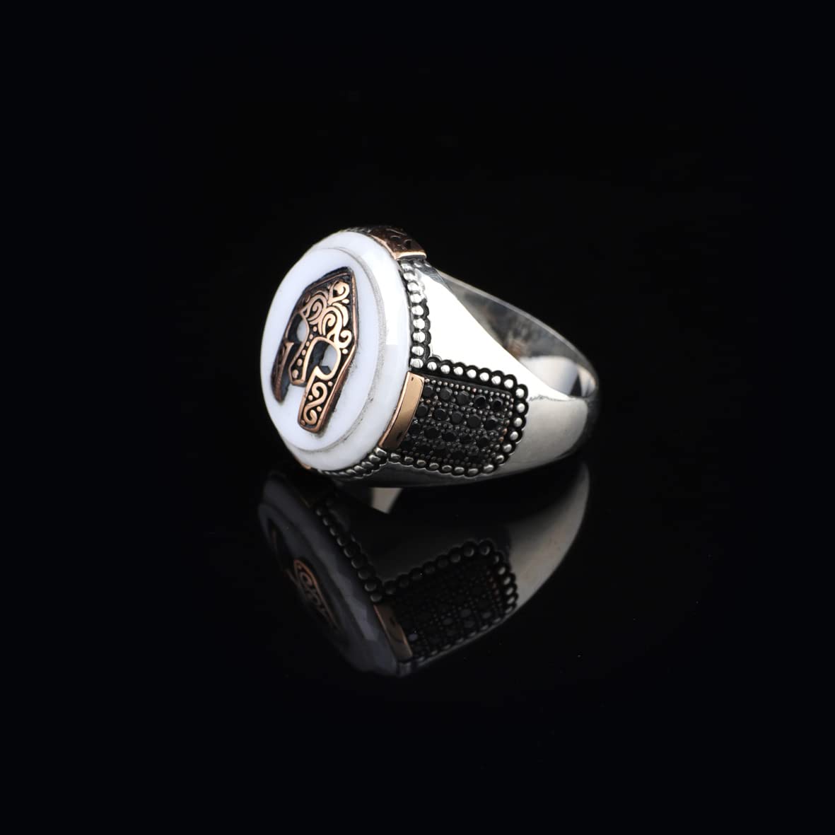 Mother of Pearl Gemstone Handmade Mens Ring