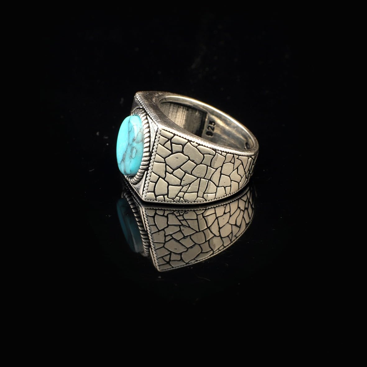 Mens Turquoise Ring Gemstone Ring Ottoman Statement Ring Vintage Ring Sterling Silver Ring Pinky Ring Gift for Him