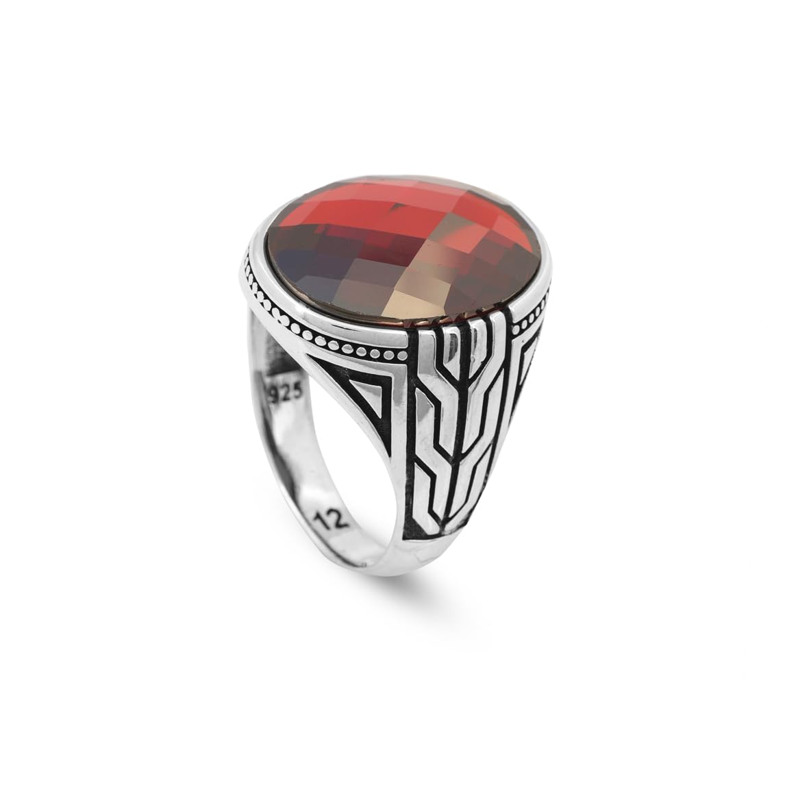 Garnet Ring Ottoman Vintage Ring Sterling Silver Ring Pinky Ring Silver Signet Ring Gemstone Ring Ottoman Statement Ring Vintage Ring Gift for Him