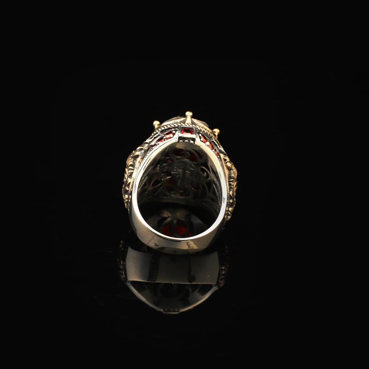 Handmade Garnet Ring Ottoman Style – Large Statement Vintage Gemstone Ring