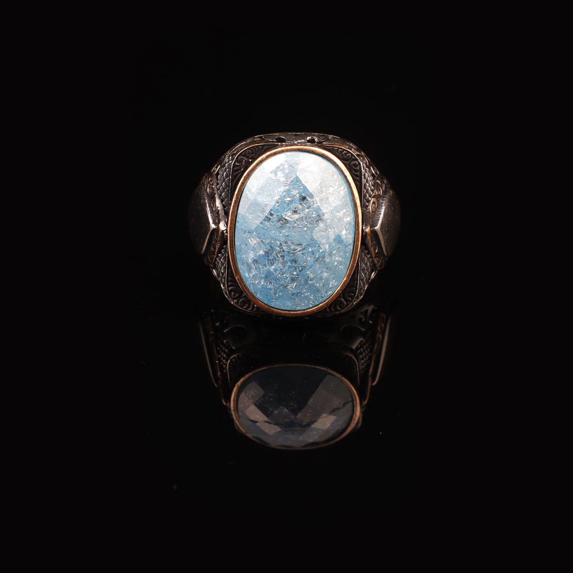 Vintage Handmade 925 Sterling Silver Men's Aquamarine Ring - 925 Sterling Silver Rings for Men - Handcrafted Ring for Men