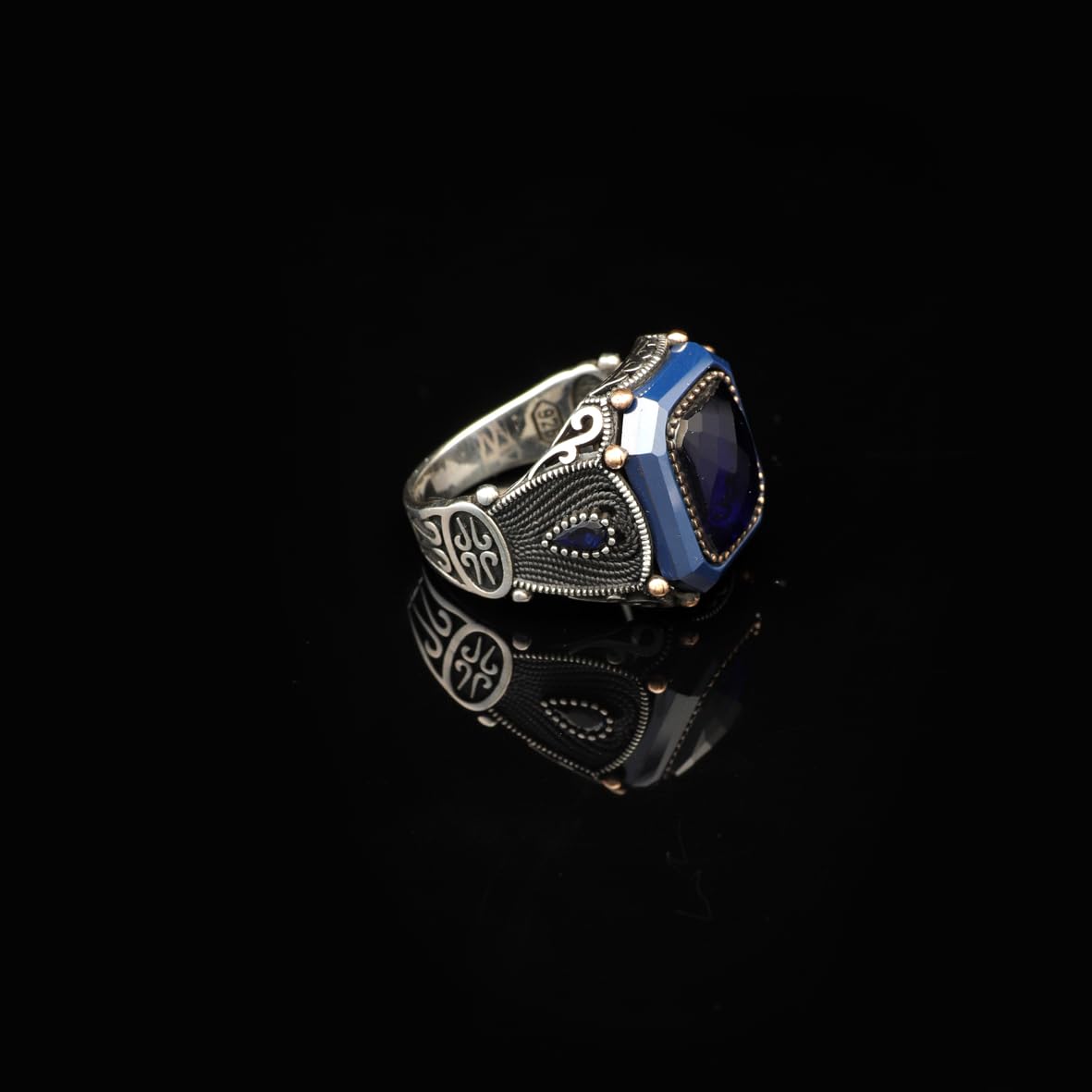 Vintage Blue Tiger Eye Ring for Men