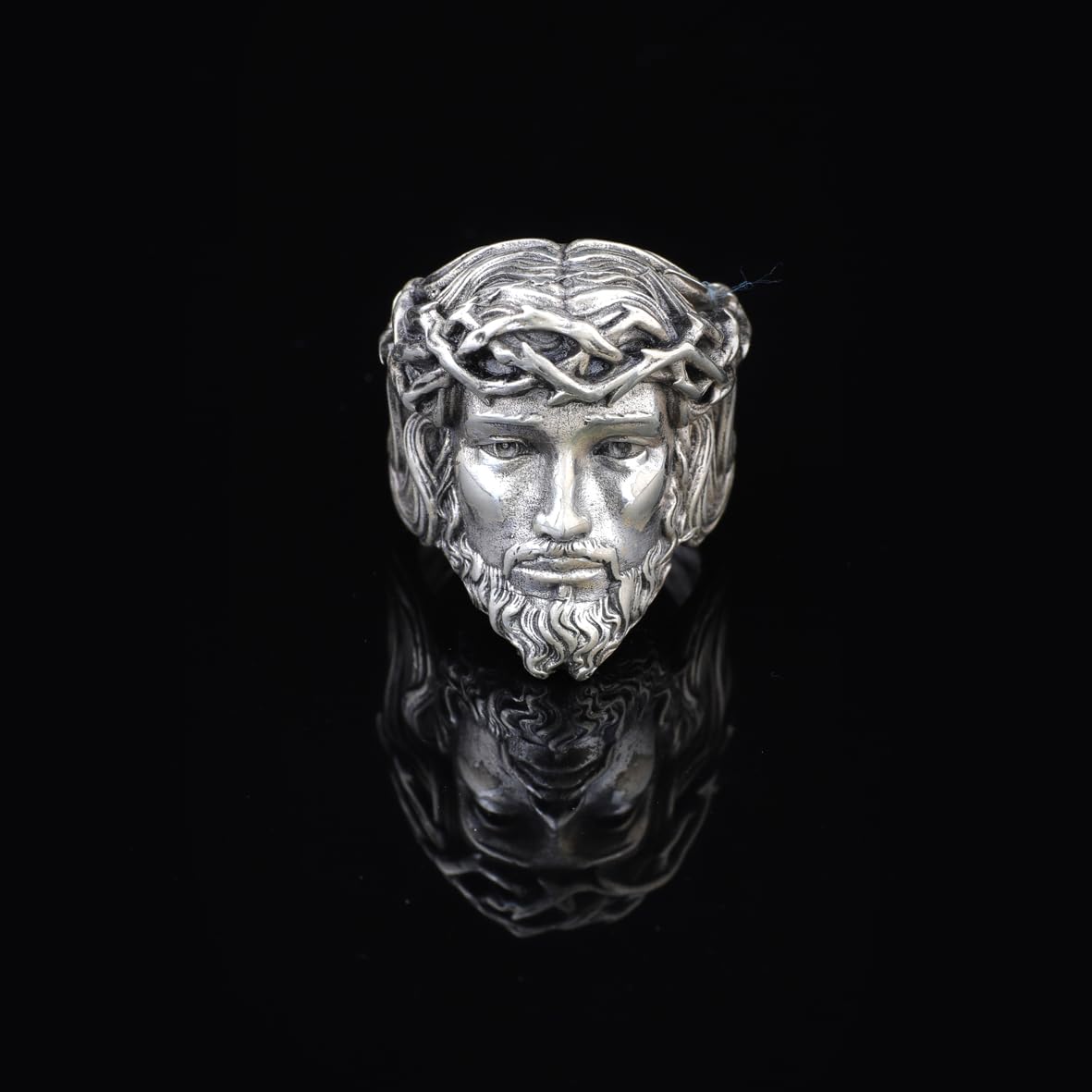 Jesus Christ Crown of Thorns Handmade Sterling Silver Men Ring