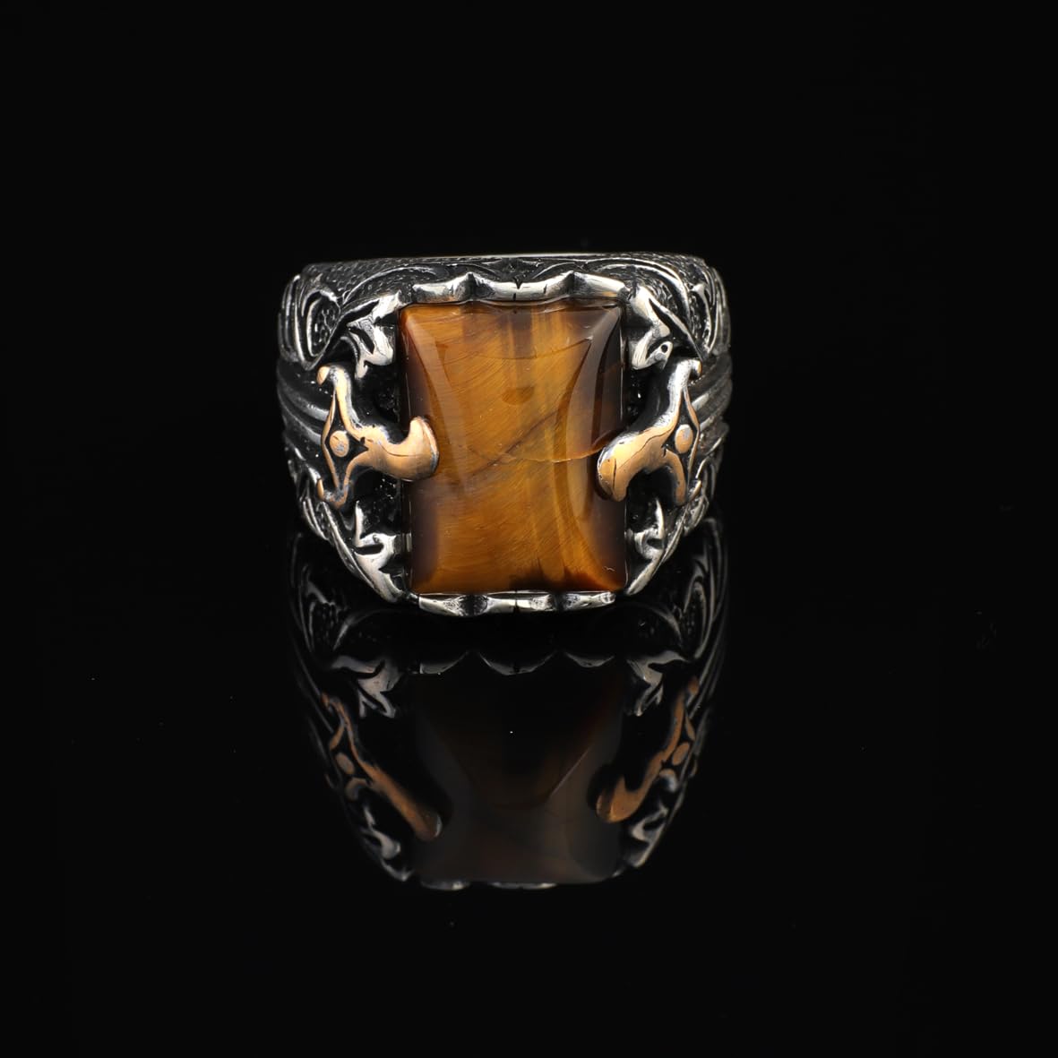 Men’s Tiger Eye Sterling Silver Sword Ring