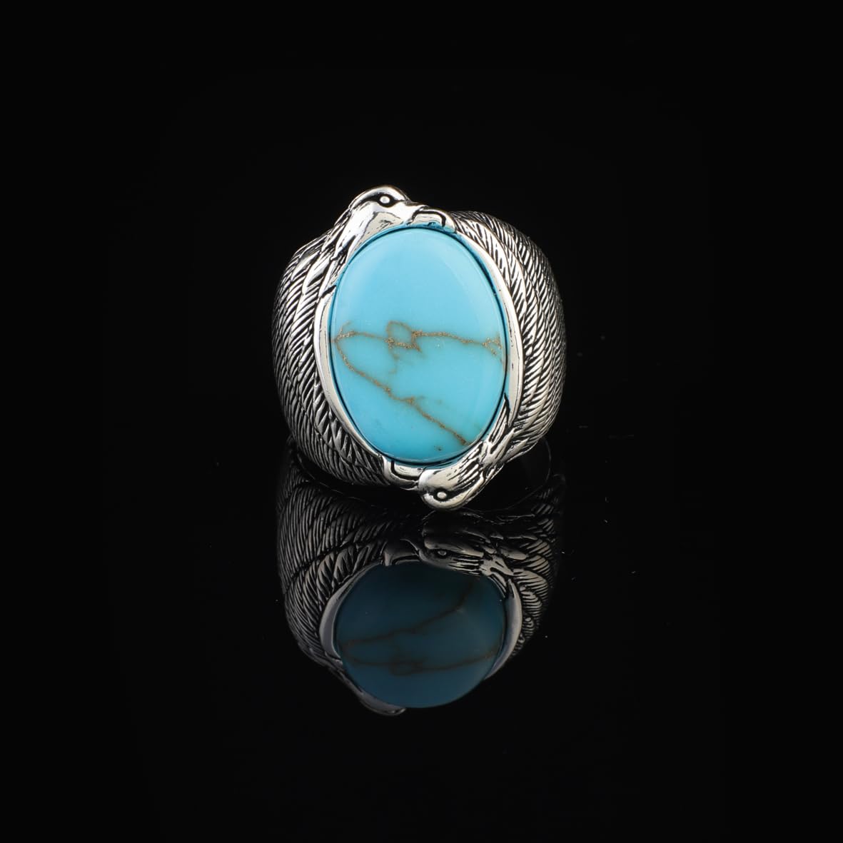 Men's Turquoise Ring in Sterling Silver with Eagle Design