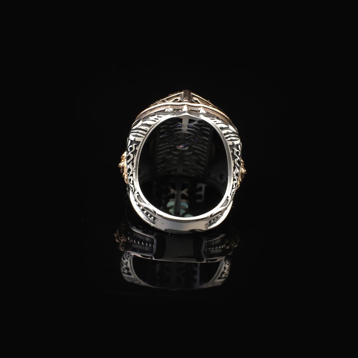Mystical Topaz Lion Ring – Vintage Animal Gemstone Sterling Silver Engagement Ring for Men – Handmade Men's Silver Rings with Custom Engraving + Gift Silver Polishing Cloth