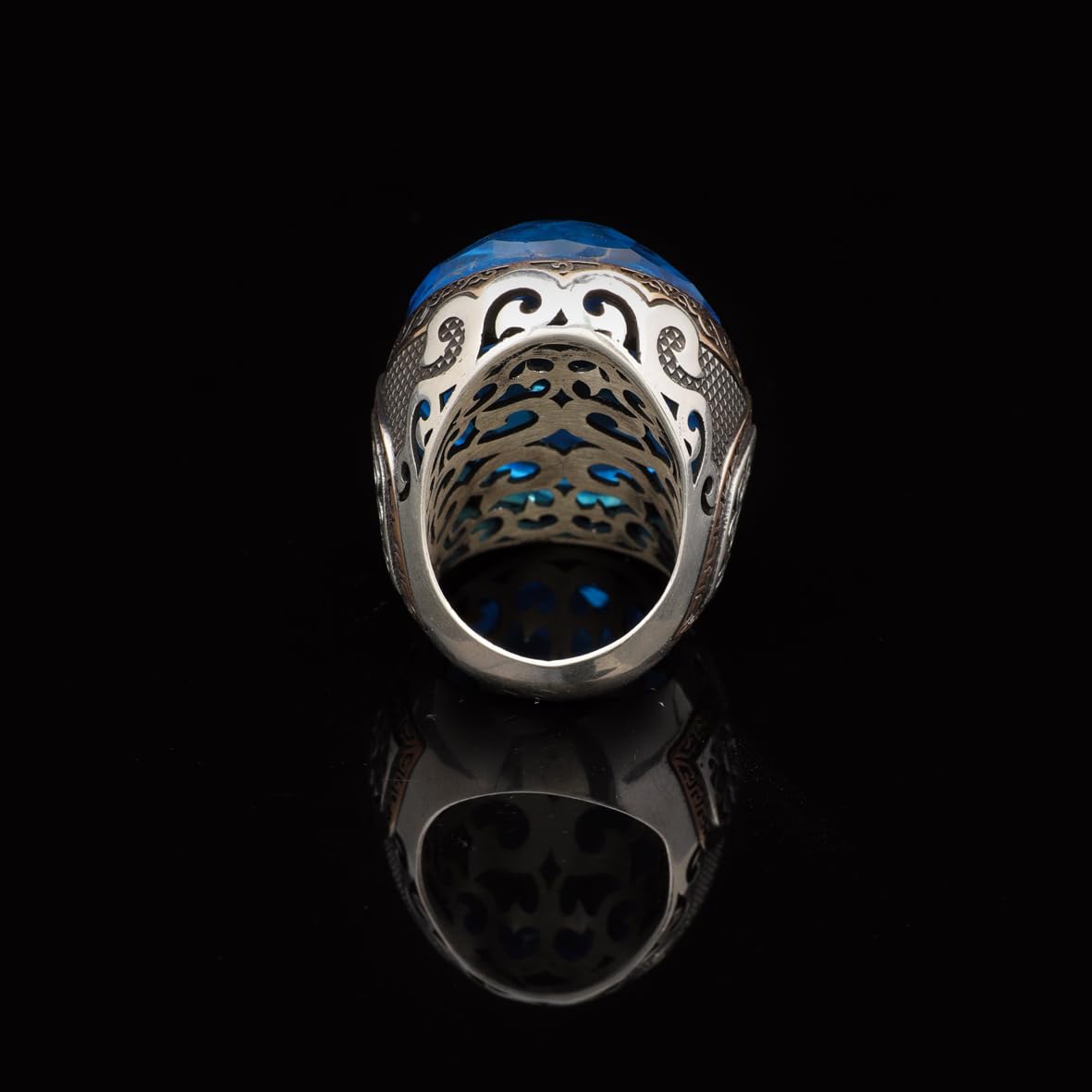 Aquamarine Large Oval Stone Ring for Men