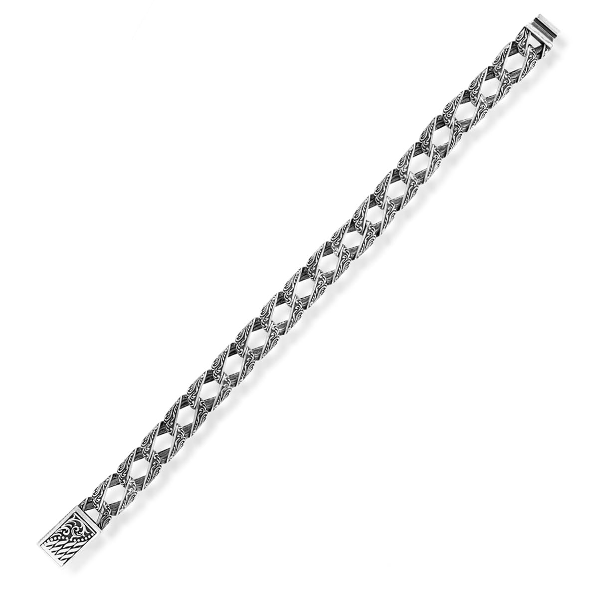 Made to Order Men's Gothic Vintage Pattern Hand-Engraved 925 Sterling Silver Chain Bracelet with Personalized Touch and Silver Polishing Cloth Gift
