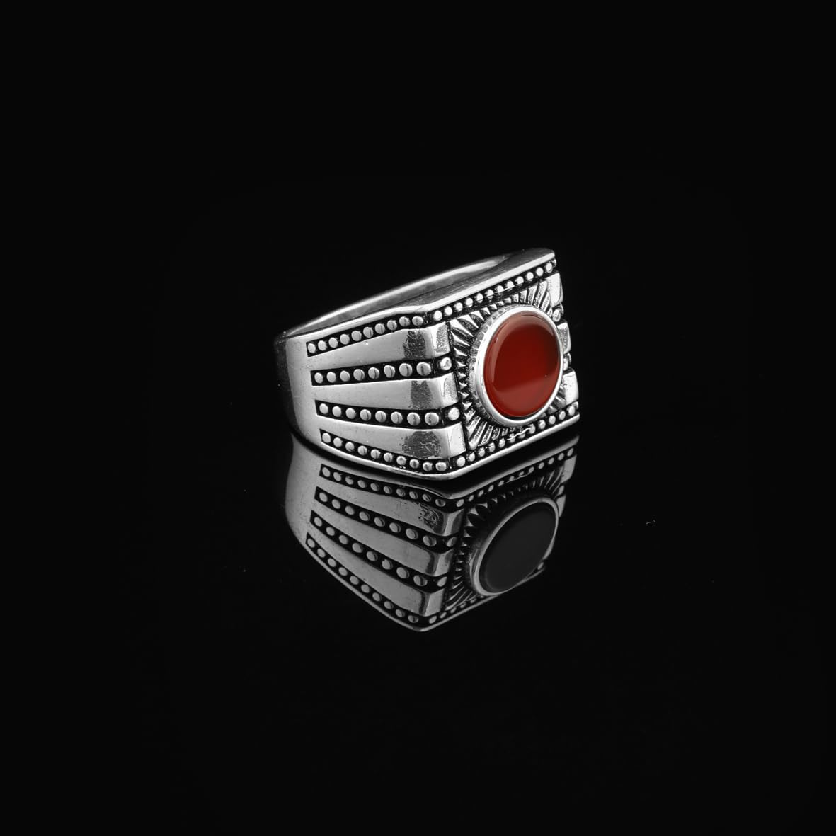 Carnelian Signet Ring for Men - Vintage Ottoman Gemstone Pinky Ring