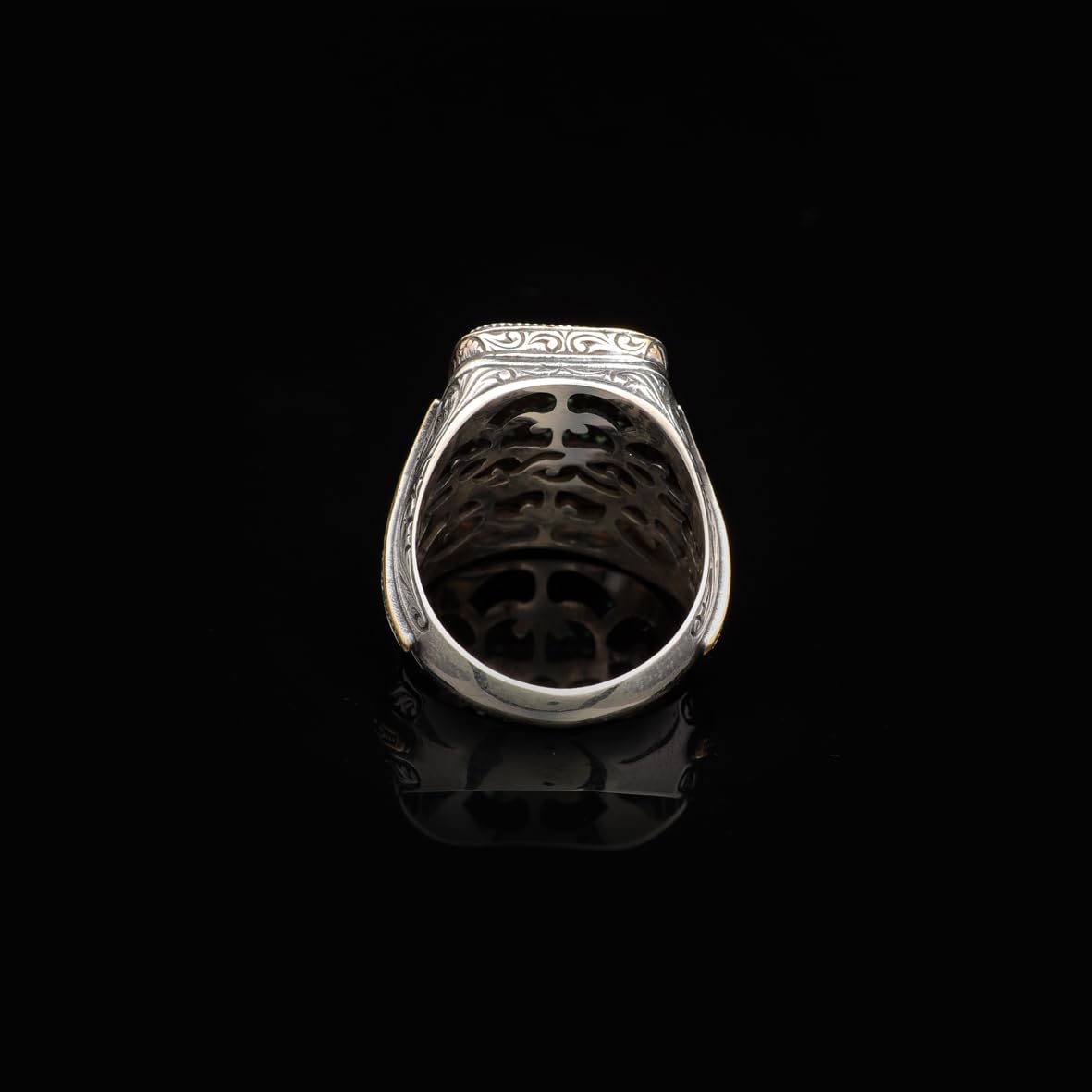 Men's Vintage Jade and Micro Stone Statement Ring
