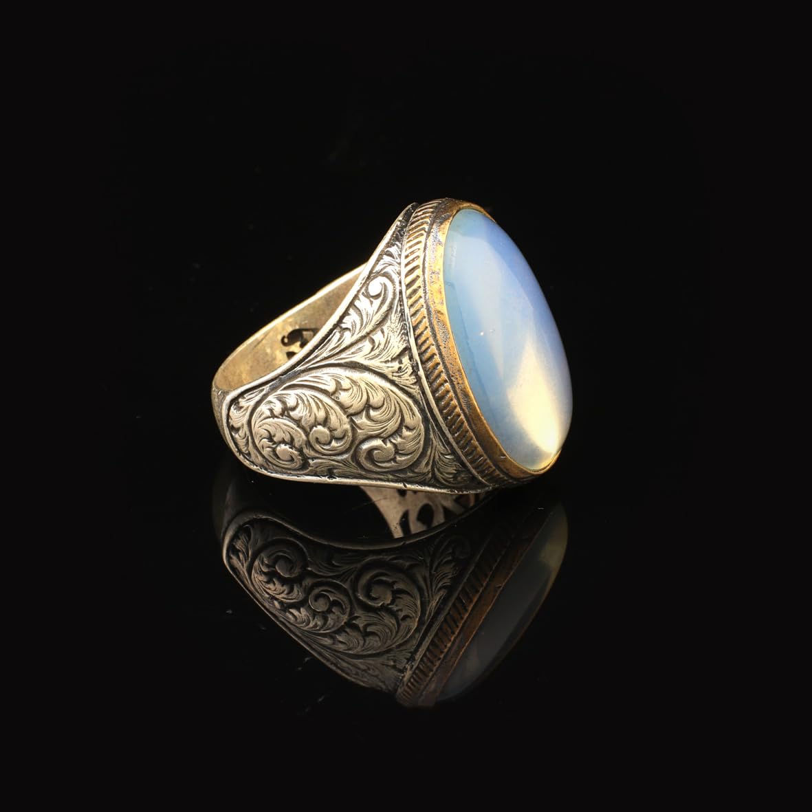 Moonstone Ring Ottoman Vintage 925 Sterling Silver Ring Promise Ring for Him Engagement Ring Gemstone Ring Gift for Husband Jewelry
